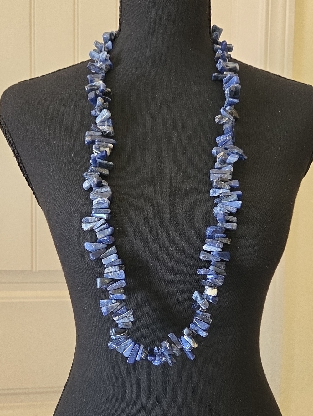 Lapis Chip Bead Necklace - Blue, 36" Length